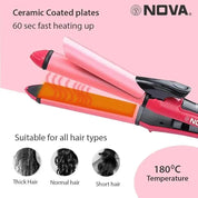 2in1 Nova Hair straightener & Curler | 2-in-1 Dual-Use Styling Tool with Quick Heat-Up Technology, Ceramic Plates for Smooth Straightening