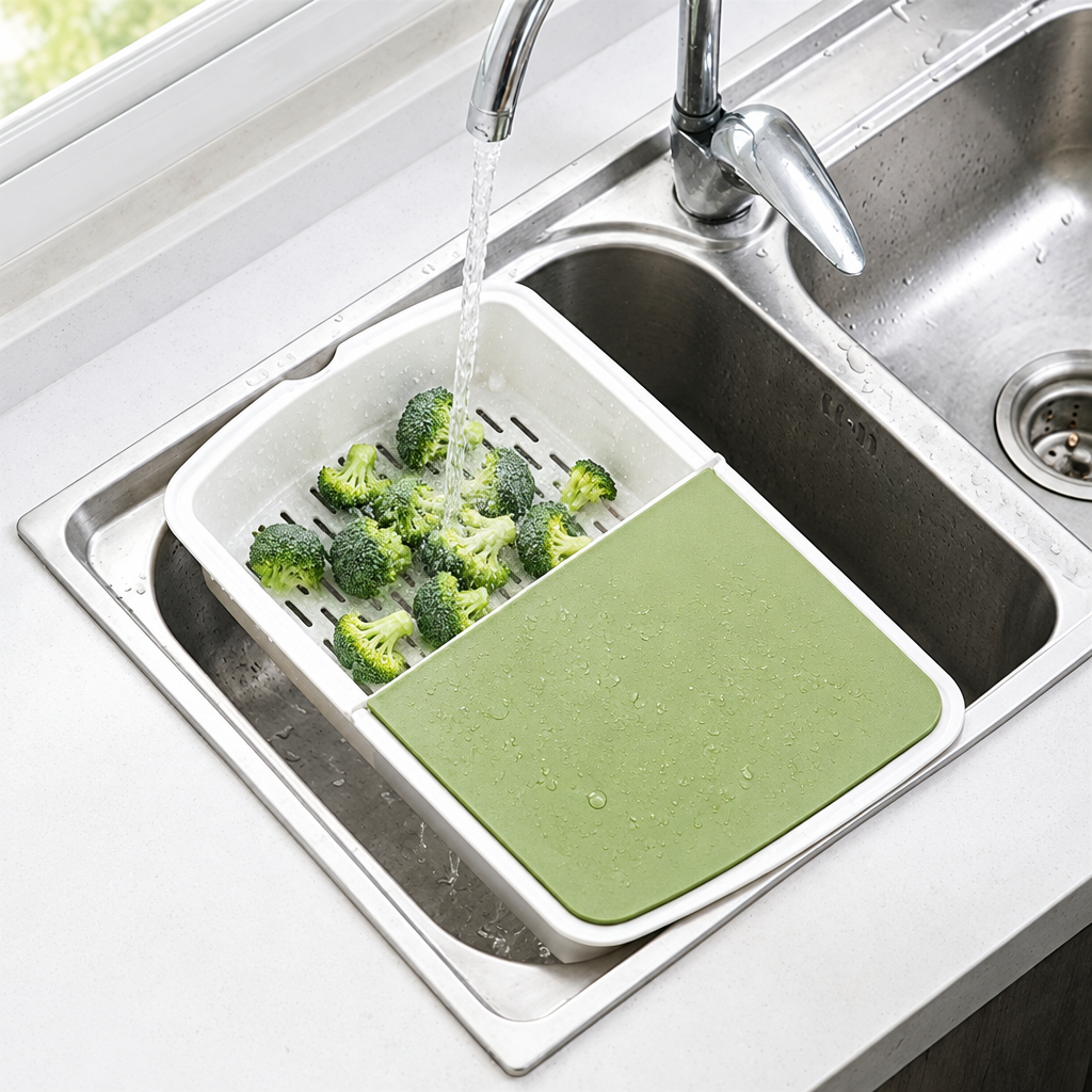 Basket mein sabzi dhotay hue