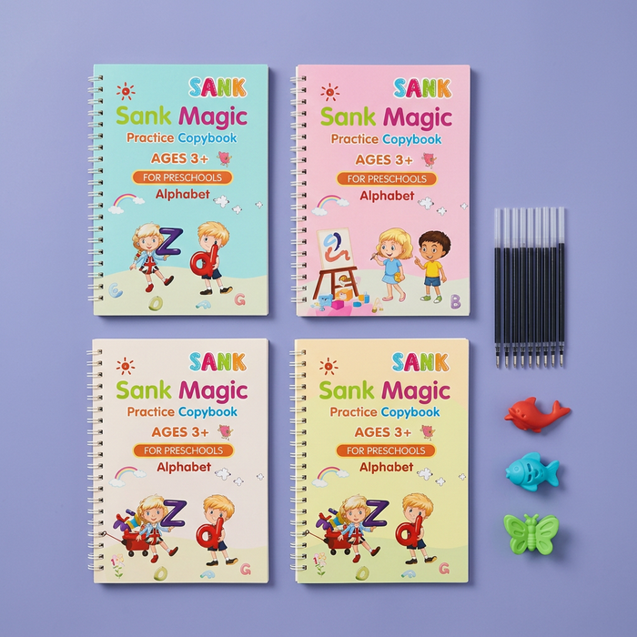 Complete copybook set flat lay