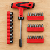 Lakri ke background par tool set