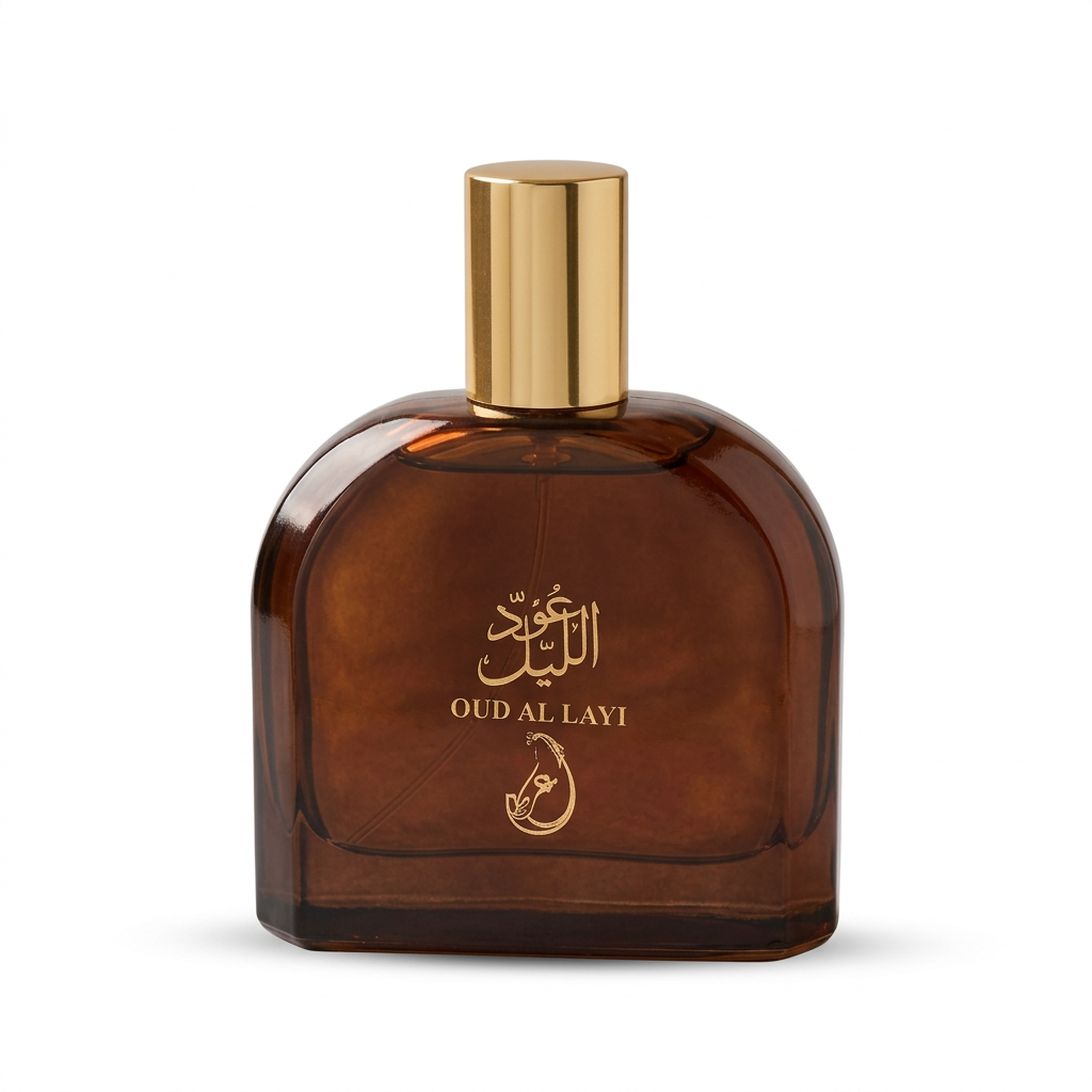 Safed background par perfume bottle