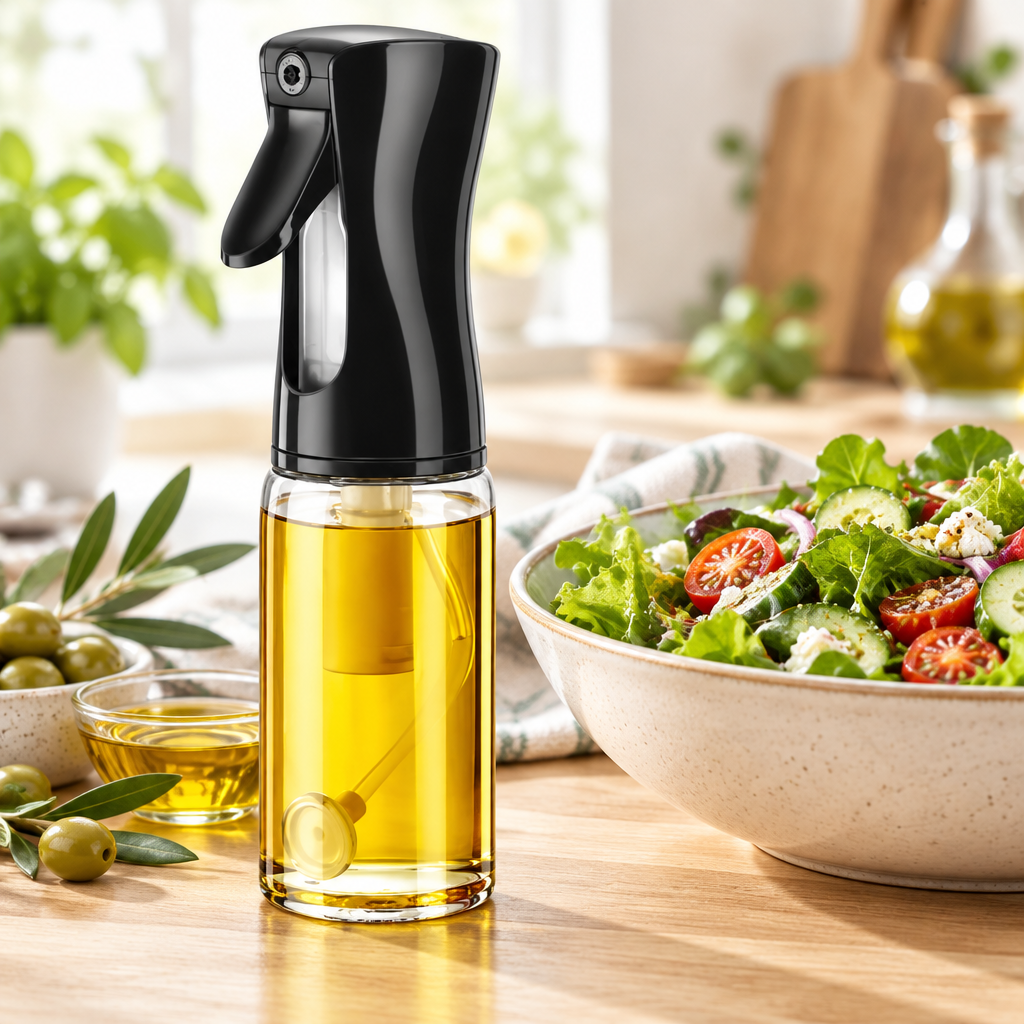Salad ke saath oil spray bottle