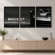Straight-on view of the three-piece wall art