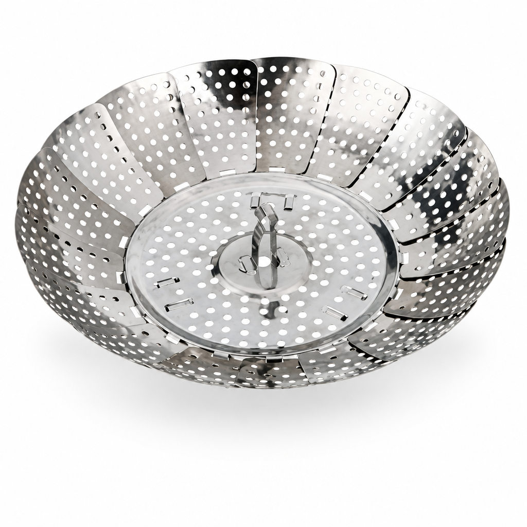 White background par steamer basket