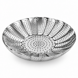 Multifunctional Stainless Cooking Steamer Foldable Kitchen Steamer Plate Anti-Scald Steamer Basket Deep Fryer Pot Strainer