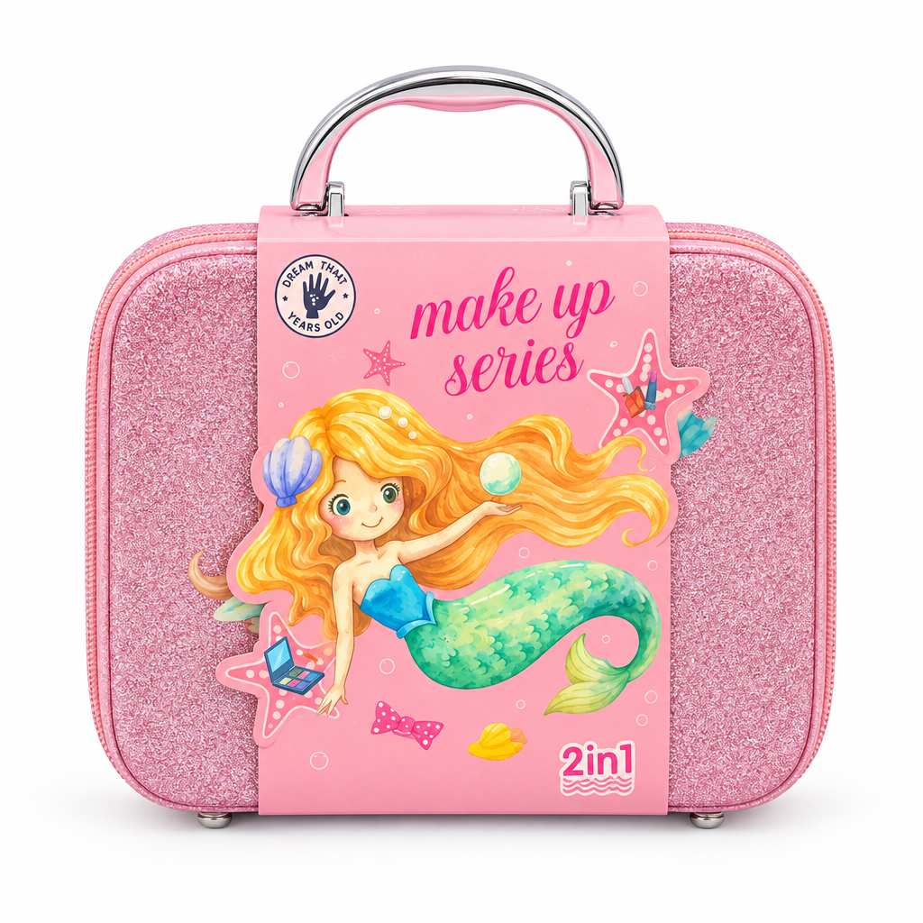White background pink makeup case