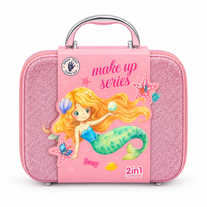 White background pink makeup case